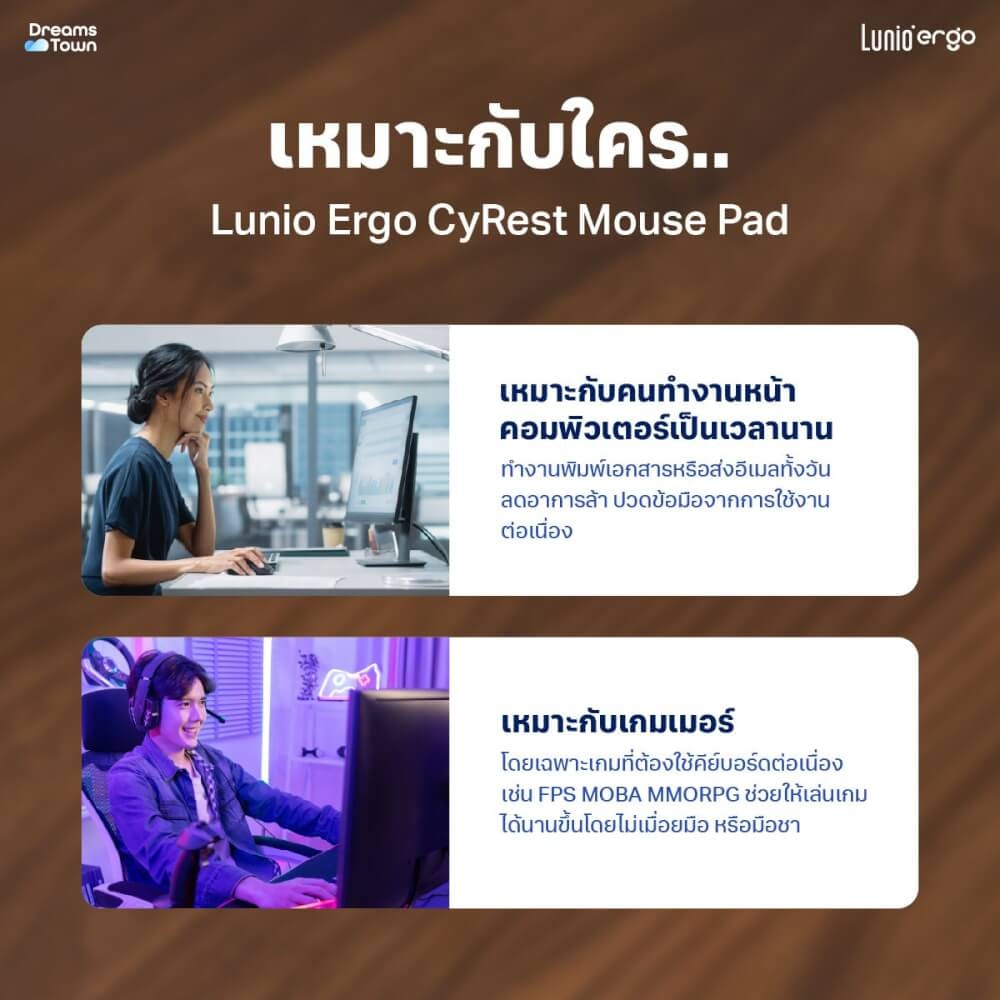 แผ่นรองข้อมือคีย์บอร์ด LUNIO ERGO CYREST KEYBOARD PAD DARK GRAY สีเทาเข้ม_6